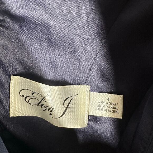 Eliza J Crystal Detail High-Low Party Formal Gown Size US 4 Navy - Picture 5 of 10